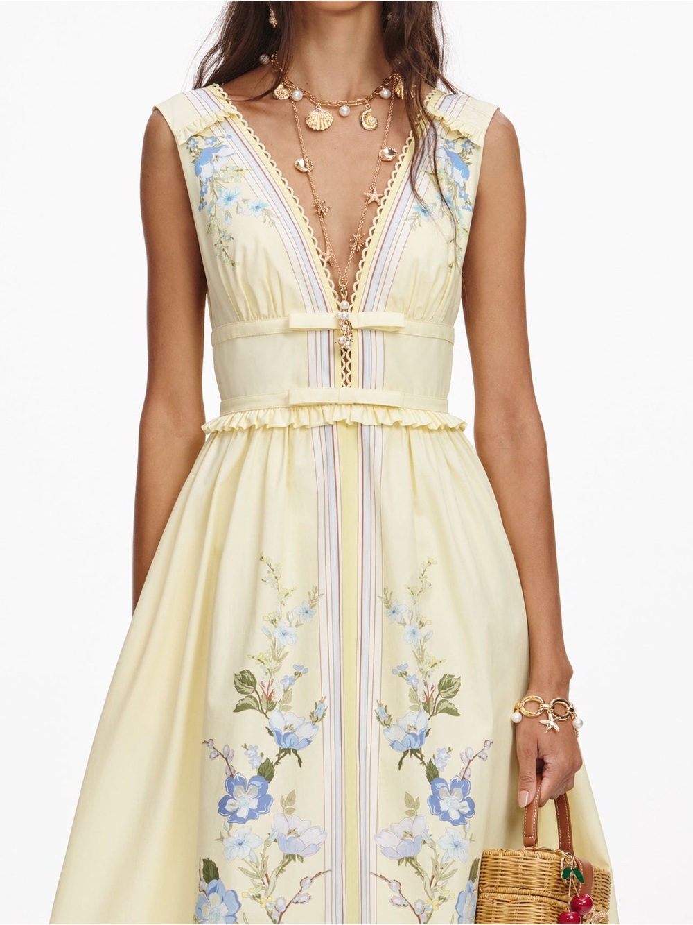 NWOT Self-Portrait YELLOW FLORAL COTTON MIDI DRESS - Picture 4 of 10